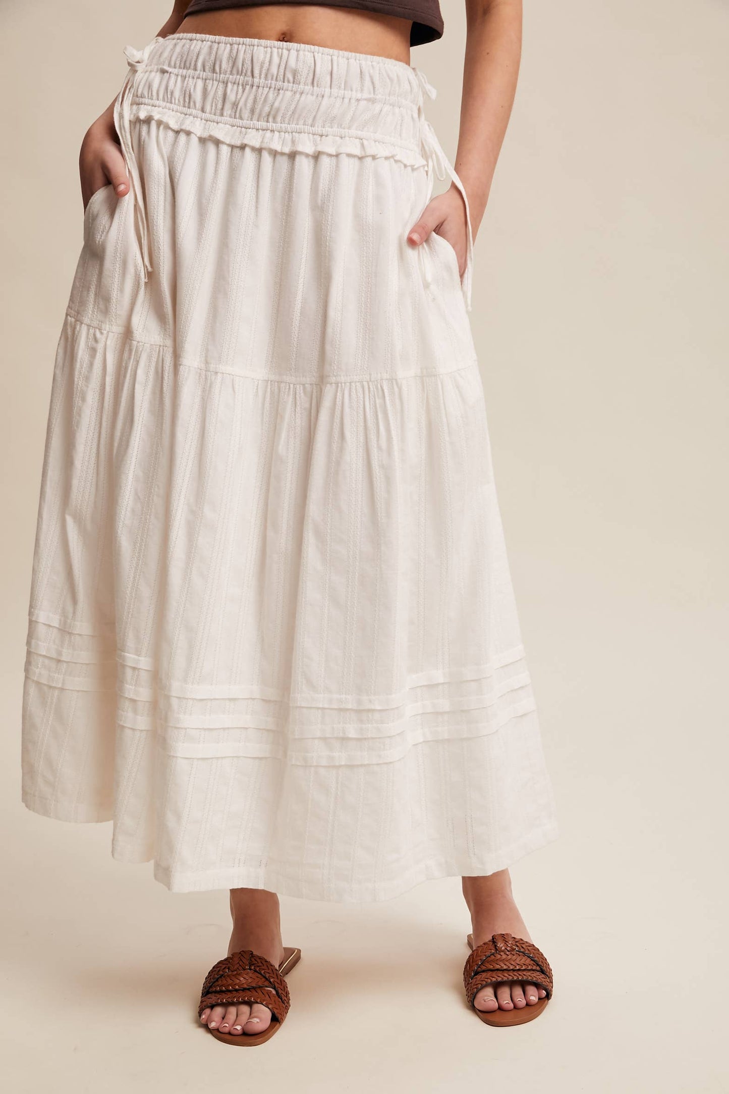 Textured Cotton Maxi Skirt