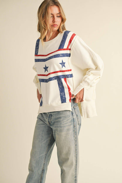 USA STAR GRAPHIC RELAXED FIT SWEATSHIRT