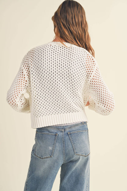J2844  CROCHET KNITTED BUTTONDOWN CARDIGAN