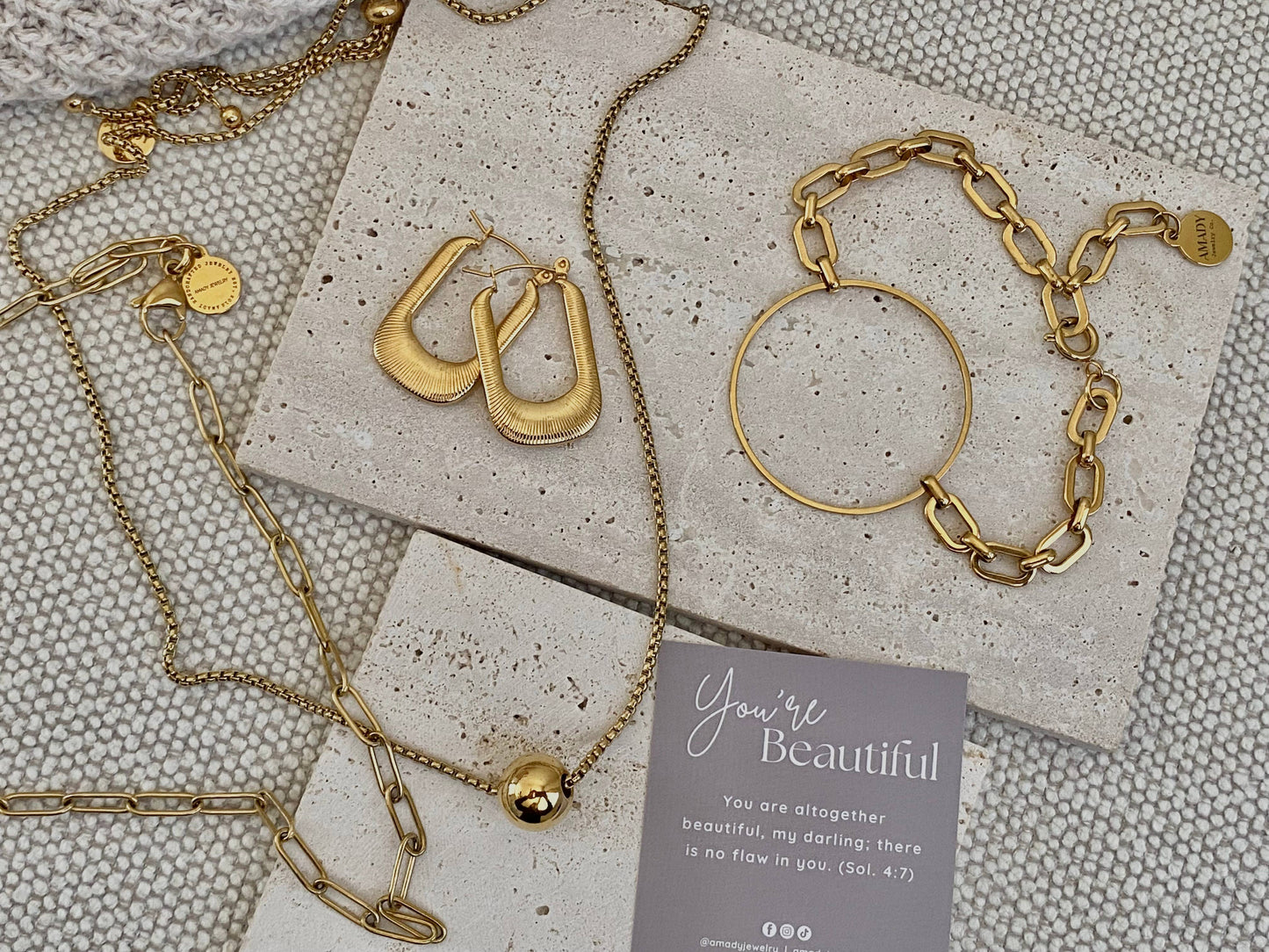 Textured Long Hoop Earrings lightweight stainless steel 