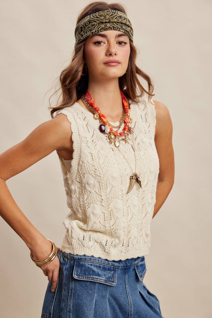 Reversible Pointelle Knit Vest Top LSW1049