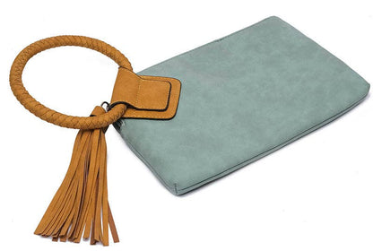 BP204 Fashion Cuff Handle Tassel Wristlet Clutch
