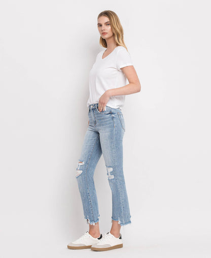 HIGH RISE LIGHT WASH CROP FLARE JEANS LV1003
