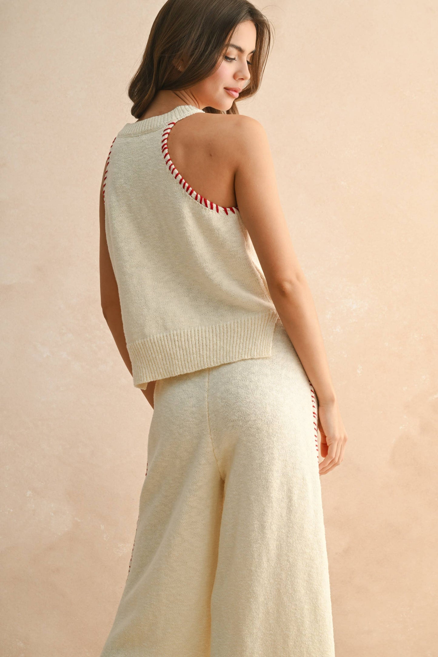 T4759ST   STITCH DETAILED KNITTED TOP