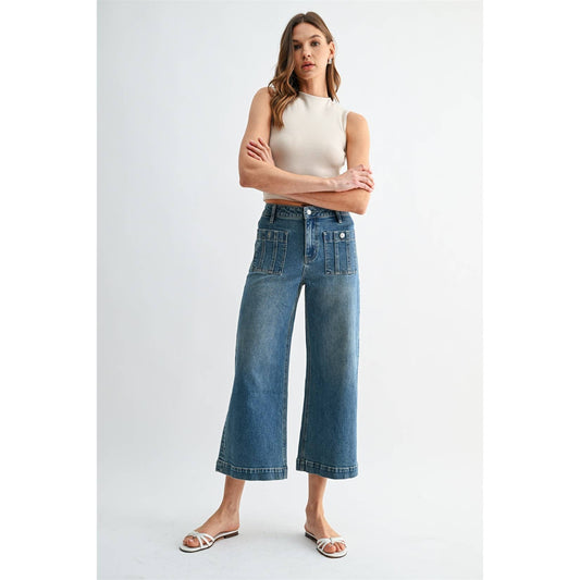 HIGH-RISE WIDE LEG CROP TROUSER HEM