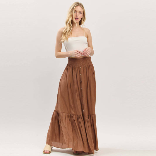 Tiered Center Slit Maxi Skirt