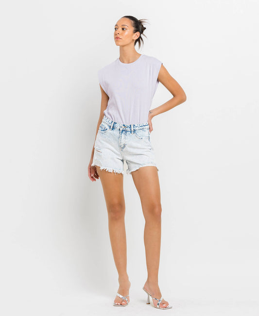 HIGH RISE DISTRESSED SHORTS V2810