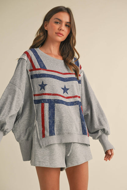 USA STAR GRAPHIC RELAXED FIT SWEATSHIRT