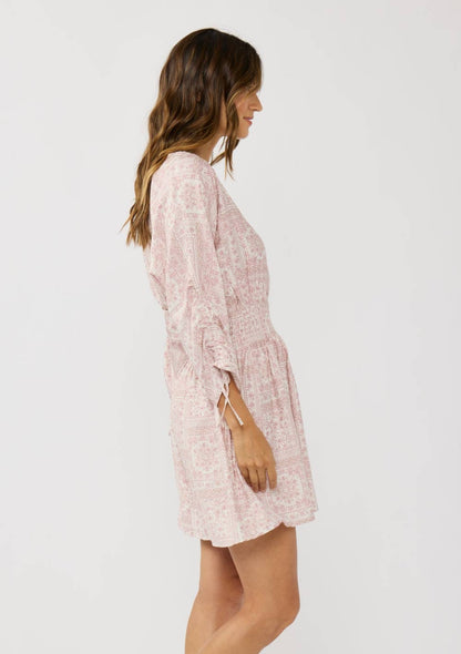 Floral Patchwork Smocked Waist Mini Dress