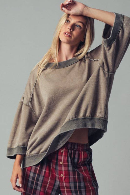 Oversized Seam Detail Pullover Top