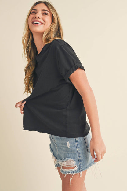 8314DN Mali Baby Tee Short Sleeve Top: White / Contemporary / S