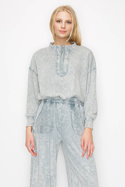 Mineral Wash Half-zip top HE5541T