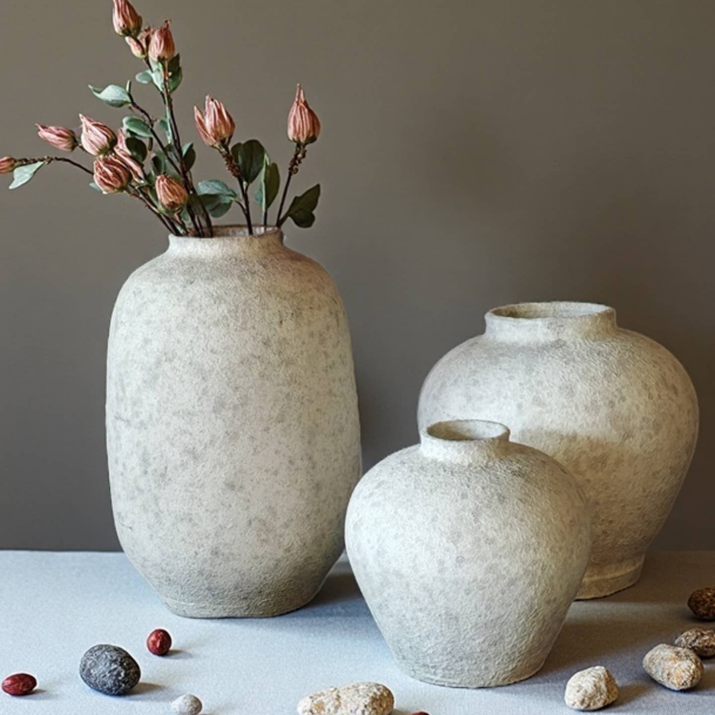 Handmade Terracotta Vase, Pottery Art Pot in Matte White