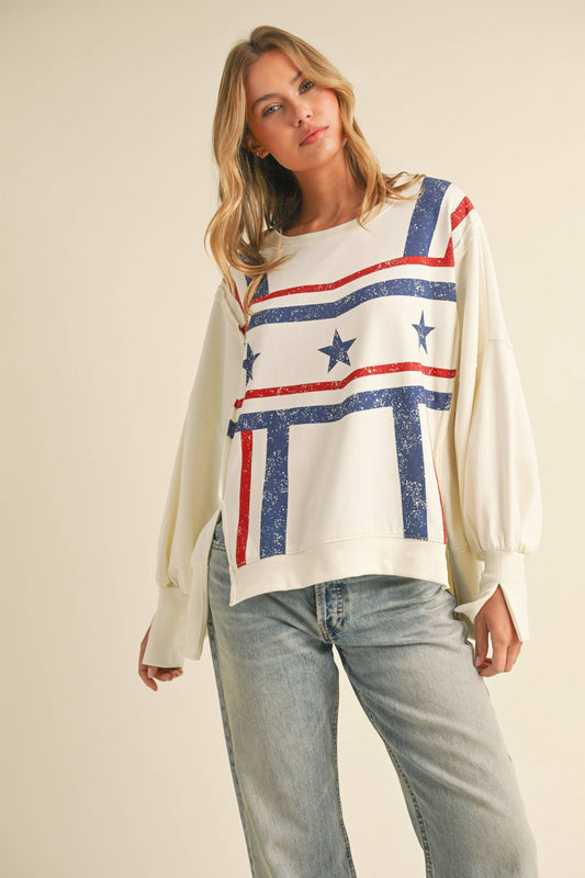 USA STAR GRAPHIC RELAXED FIT SWEATSHIRT