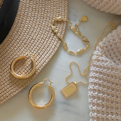 35mm Thick Hoop Earrings 18k Gold Filled Water Resistant