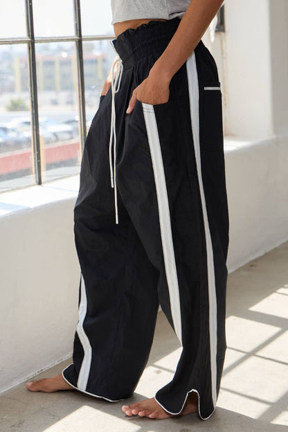 Windbreaker Pants With Contrast Stripe