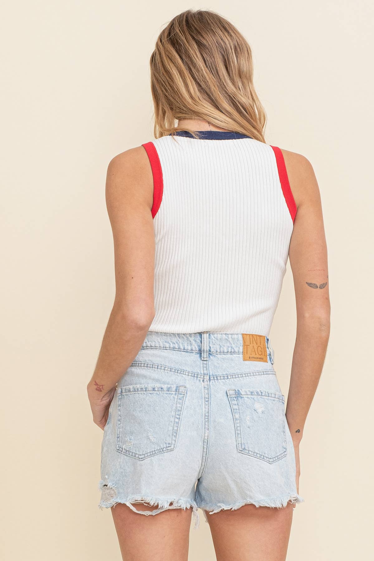 CSW9407B - RIBBED MULITONE TANK TOP