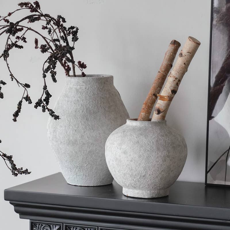Handmade Terracotta Vase, Pottery Art Pot in Matte White