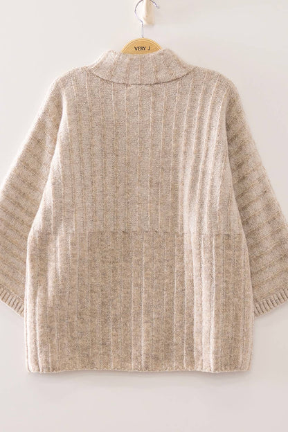 12W3673N-Ribbed Knit Mock Neck Sweater