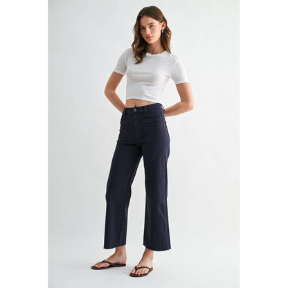 HIGH RISE WIDE LEG CROP RAW HEM