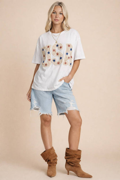 4th of July Crochet Star USA Tee