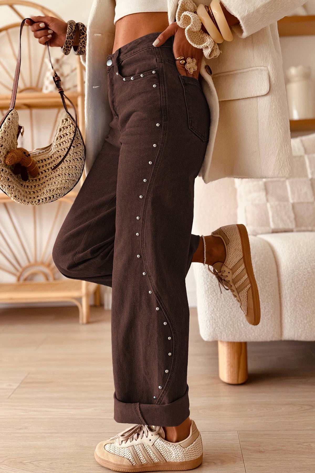 66 Seam Rivet Detail Regular Fit Ankle Length Jeans (4-16)