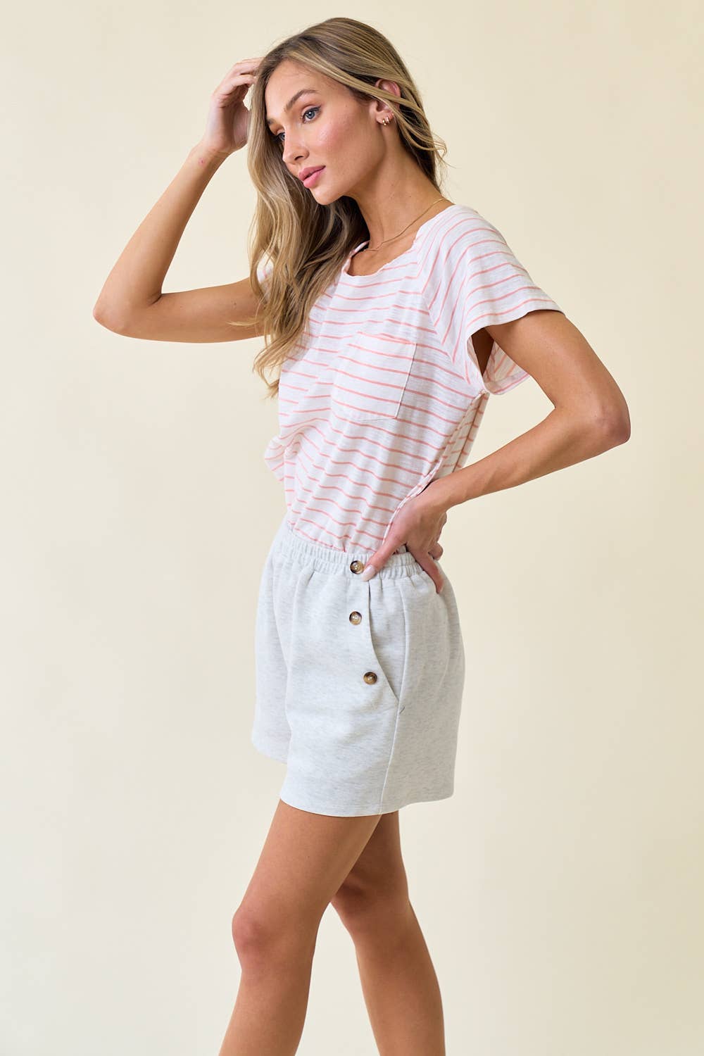 PLACKET BUTTON SWEAT SHORTS - 8696P