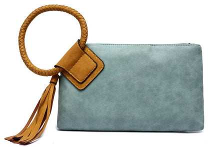 BP204 Fashion Cuff Handle Tassel Wristlet Clutch