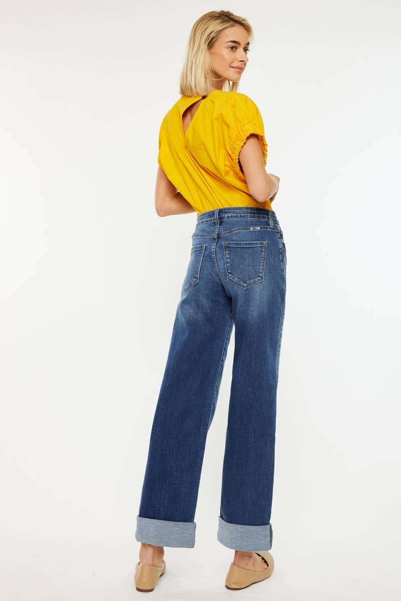 OPEN PACK HIGH RISE WIDE LEG JEANS-KC20083M