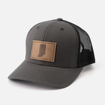 Indiana Silhouette Hat | Leather Patch Trucker Hat
