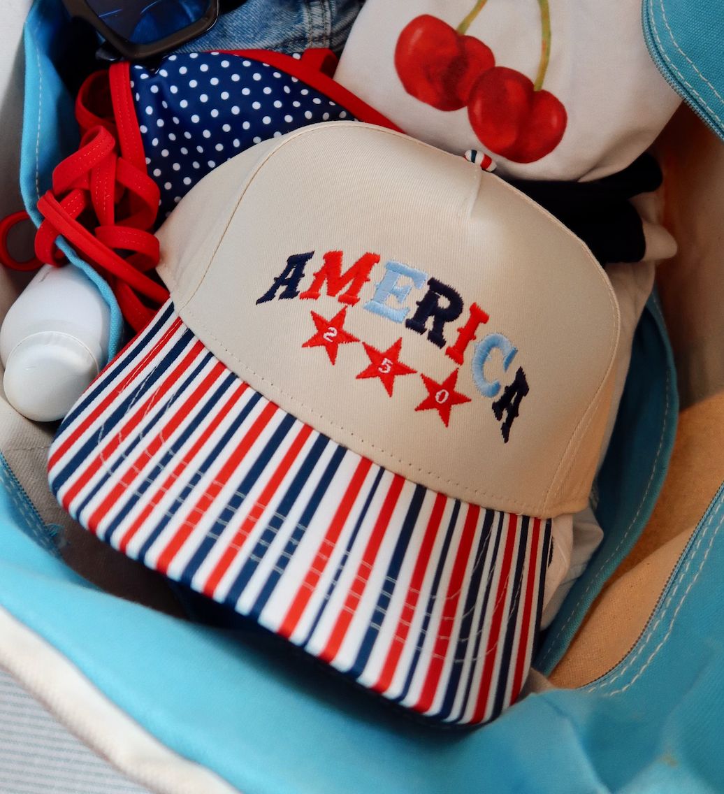 America 250 Red White & Blue Striped Hat 
