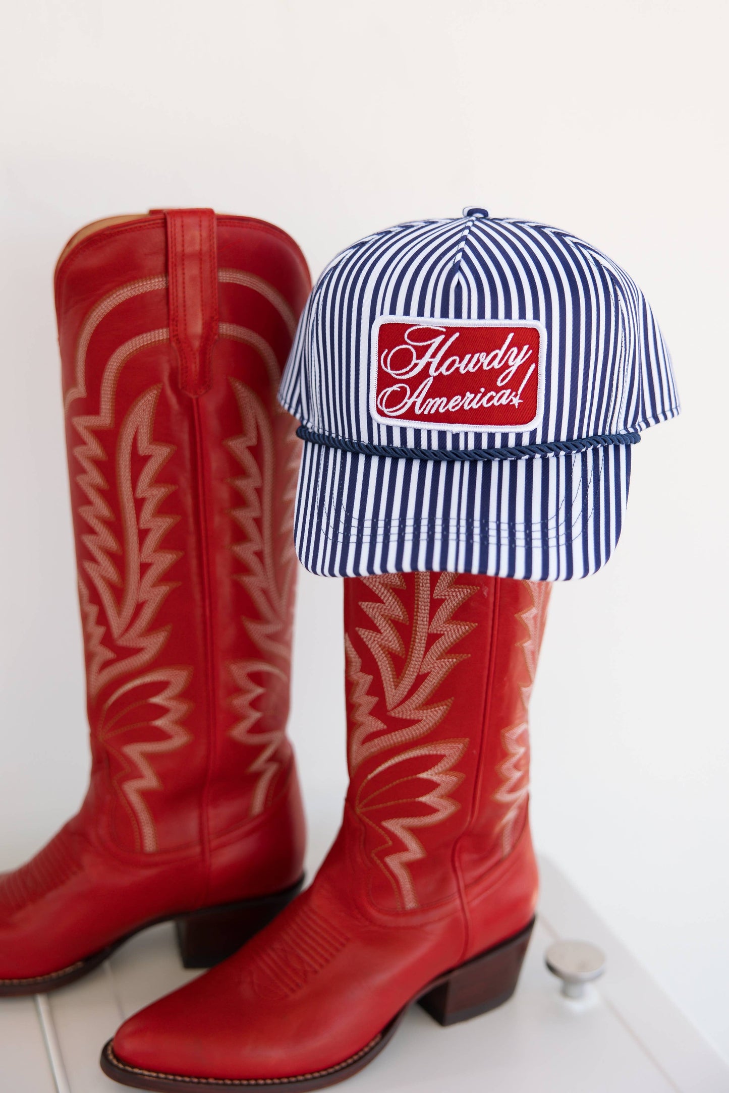 Howdy America Blue Striped Patch Hat 4th Of July Hat 