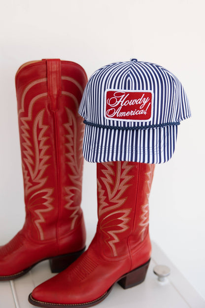 Howdy America Blue Striped Patch Hat 4th Of July Hat 
