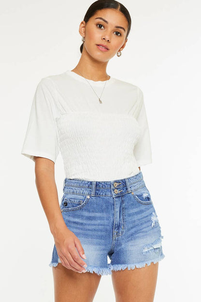 OPEN PACK HIGH RISE MOM DENIM SHORTS-KC8560NM