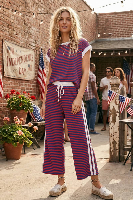 Lightweight Ribbed Striped 4th of July Lounge Set