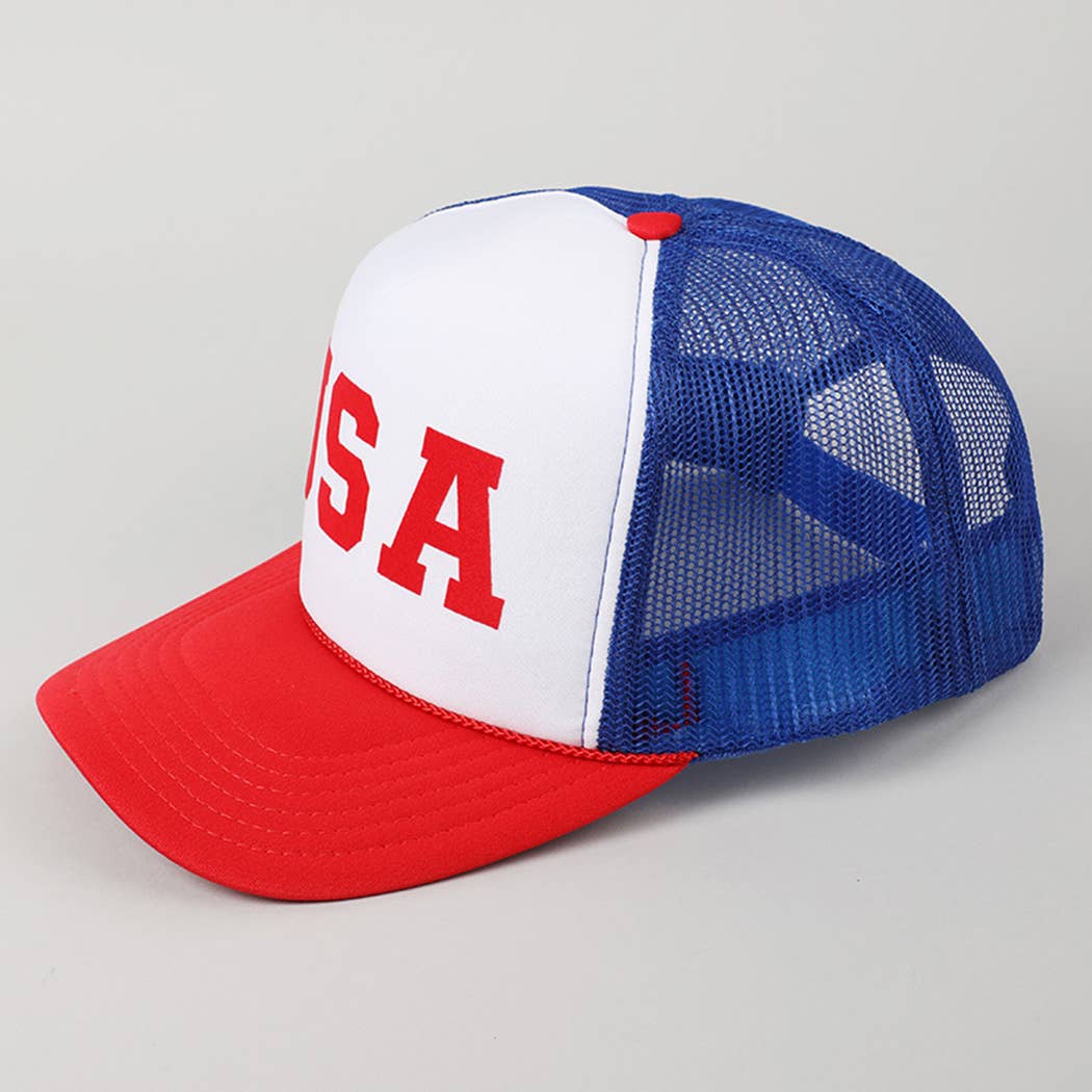 USA Letter Suede Like Logo Print Foam Trucker Hat