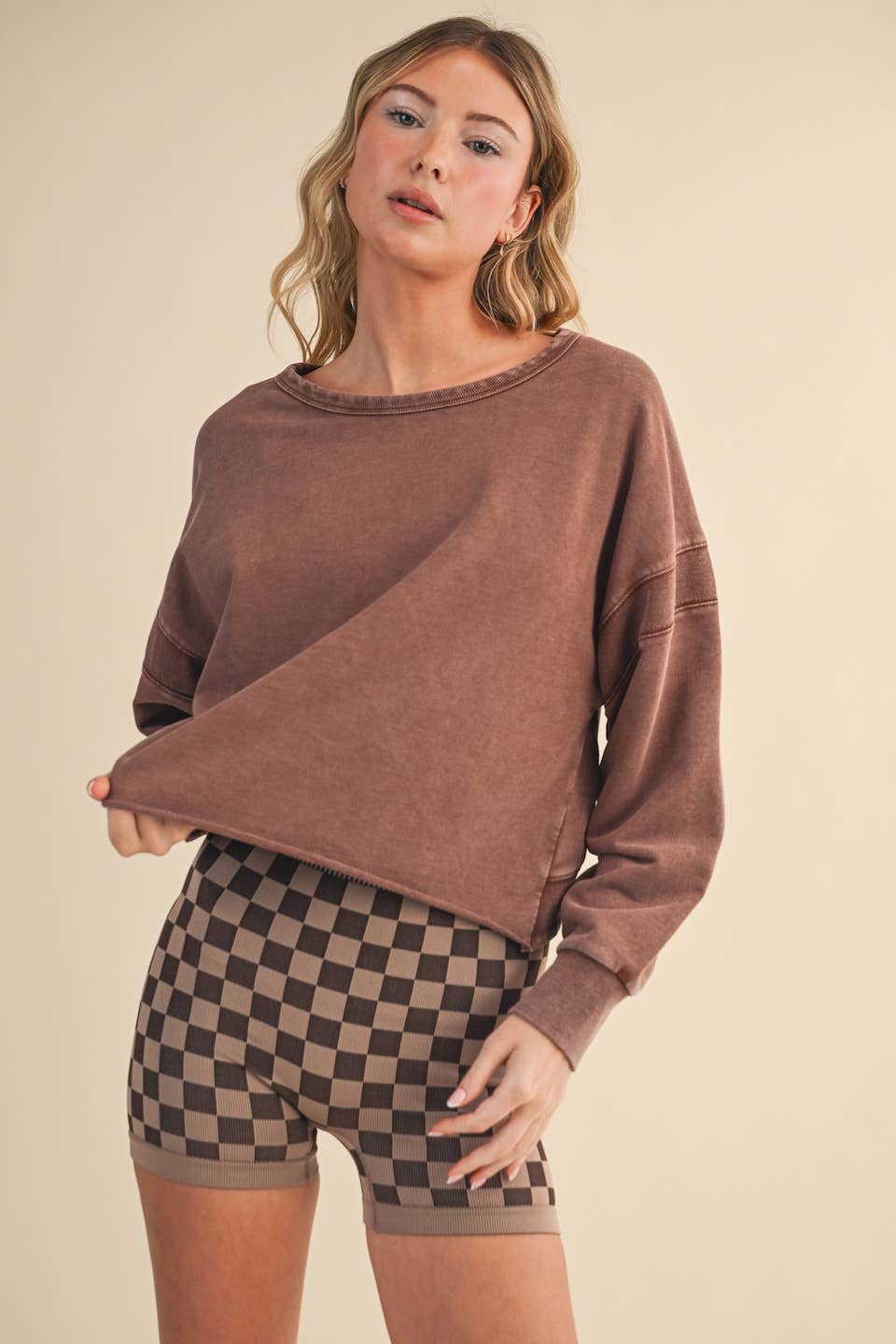 Mineral Wash Cutout Back Layering Sweatshirt