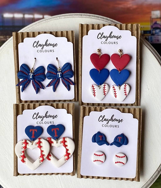 Rangers Baseball Earrings 