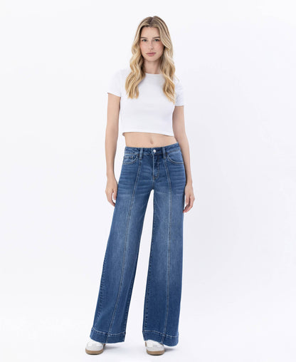 HIGH RISE TROUSER HEM WIDE LEG JEANS LV1753