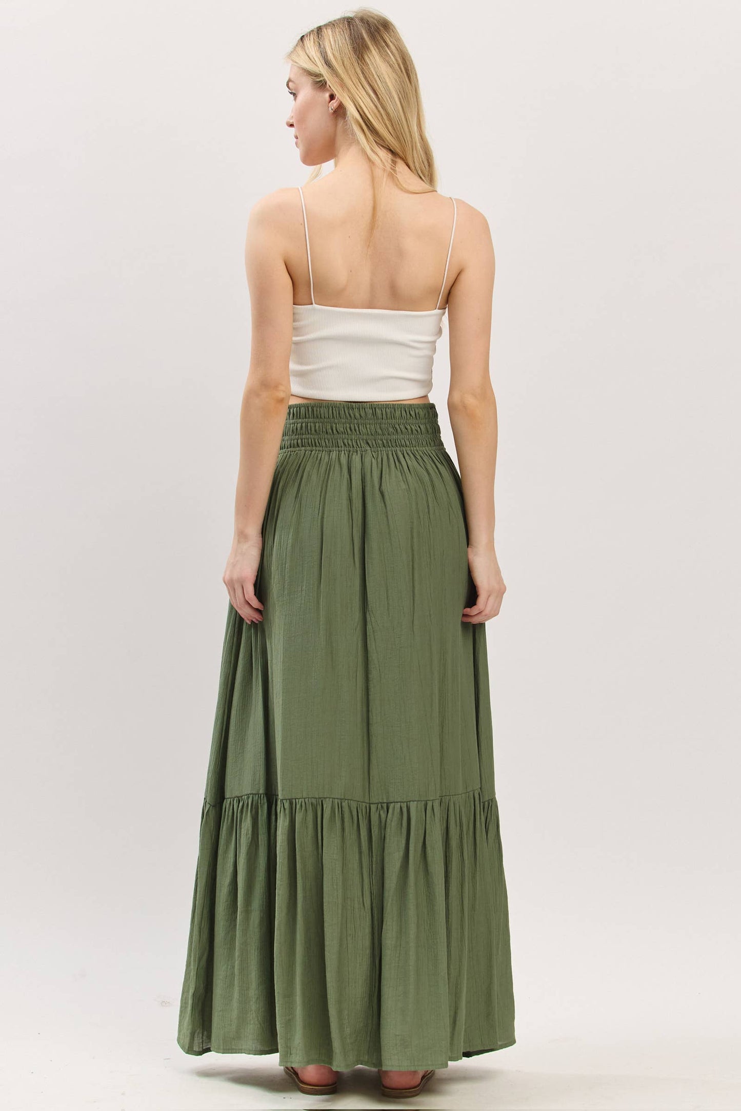 Tiered Center Slit Maxi Skirt - VS3399A