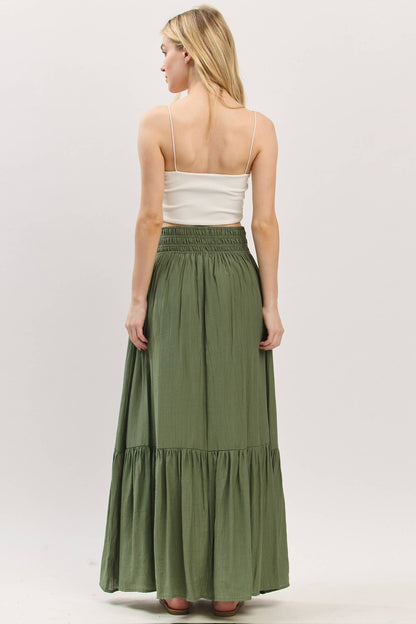 Tiered Center Slit Maxi Skirt - VS3399A