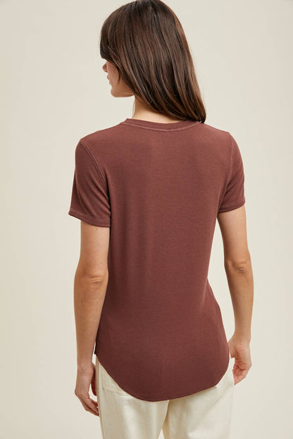 RIBBED KNIT BASIC T-SHIRT / WL18-1714