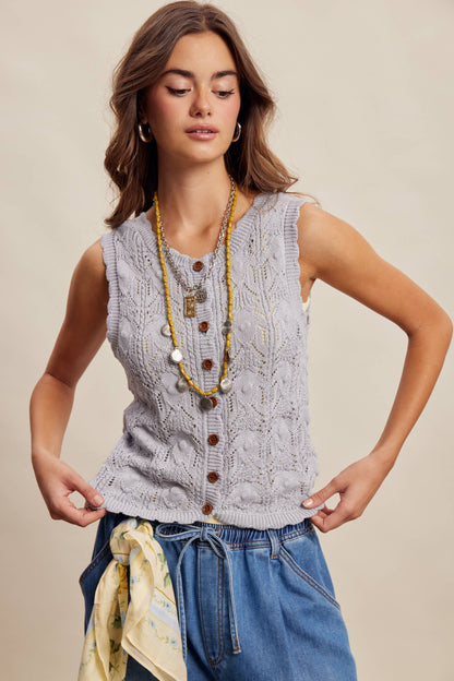 Reversible Pointelle Knit Vest Top LSW1049
