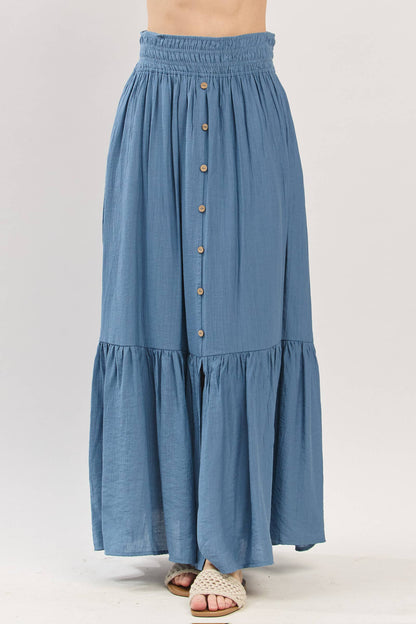 Tiered Center Slit Maxi Skirt - VS3399A