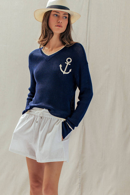 Linen Blend Elastic Waist Drawstring Shorts