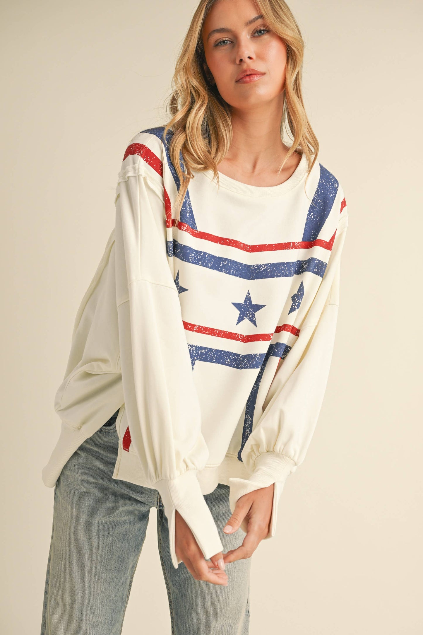 USA STAR GRAPHIC RELAXED FIT SWEATSHIRT