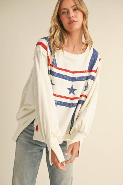 USA STAR GRAPHIC RELAXED FIT SWEATSHIRT