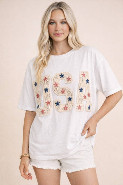 4th of July Crochet Star USA Tee