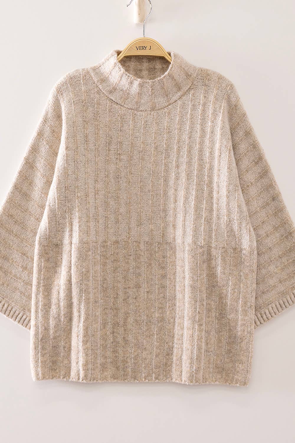 12W3673N-Ribbed Knit Mock Neck Sweater