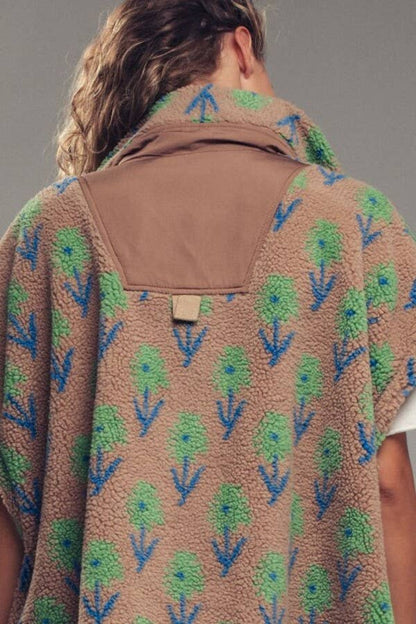 Floral Sherpa Oversize Vest